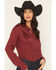 Image #2 - Idyllwind Women's Revive Fringe Long Sleeve Snap Crinkle Shirt, Cherry, hi-res