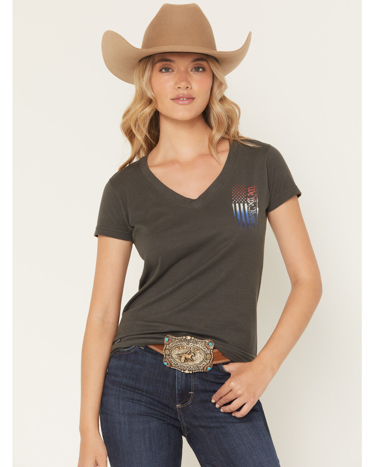 Image #2 - Howitzer Women's We The Free Short Sleeve Graphic Tee, Grey, hi-res