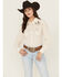 Image #1 - Cowgirl Hardware Women's Floral Embroidered Long Sleeve Snap Western Shirt, Cream, hi-res