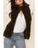 PJ Salvage Women's Cozy Quilted Sherpa Zip-Up Vest , Olive, hi-res