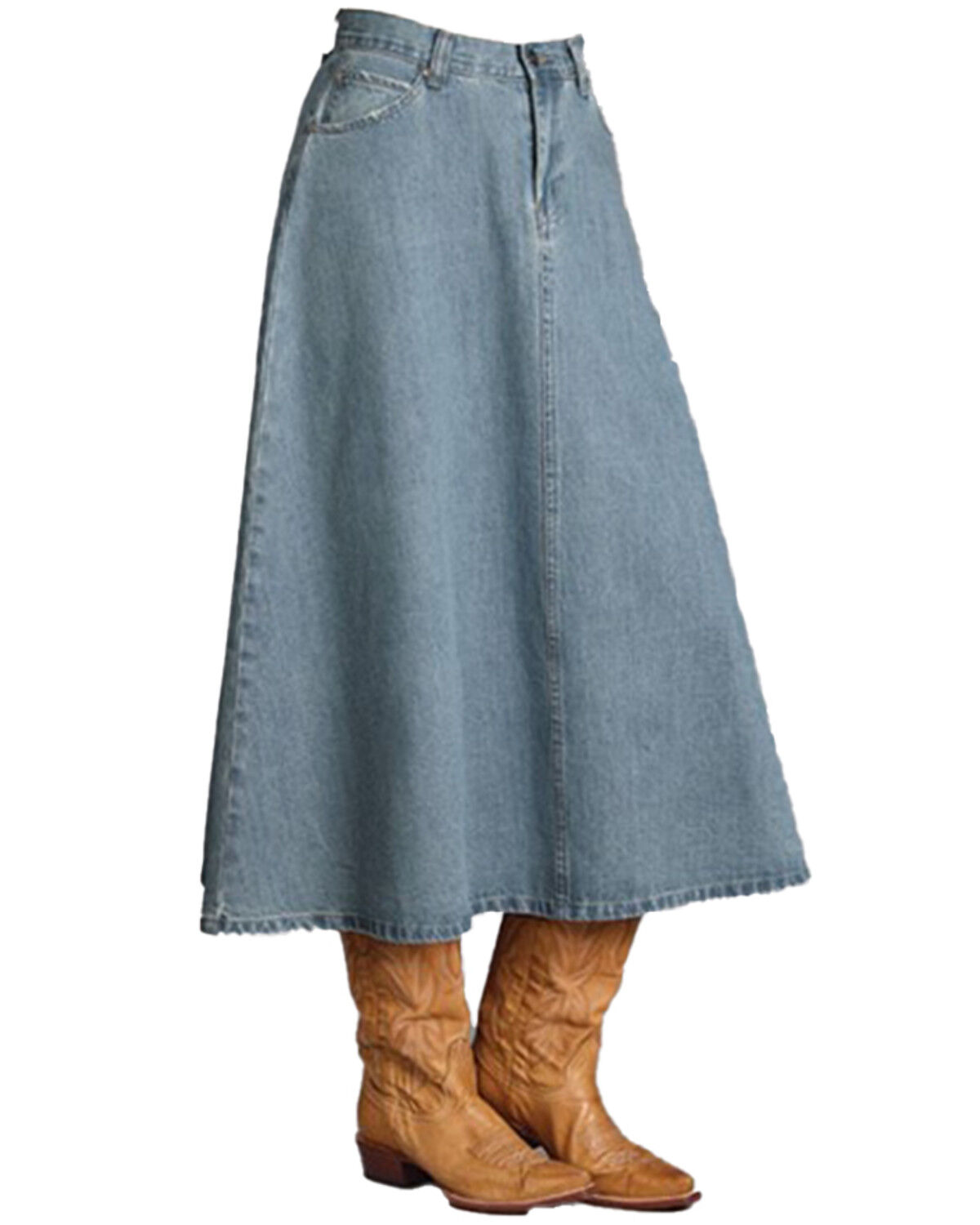 Image #1 - Stetson Women's Light Wash Denim Midi Skirt, Light Wash, hi-res