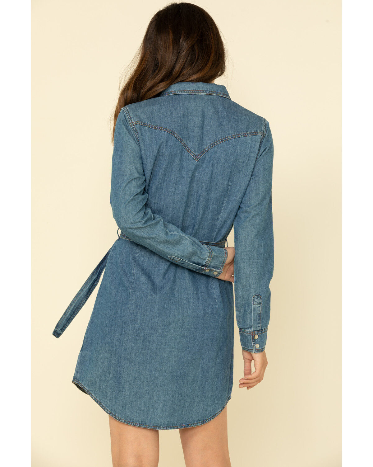 Image #3 - Wrangler Women's Medium Wash Denim Western Shirt Mini Dress, Blue, hi-res