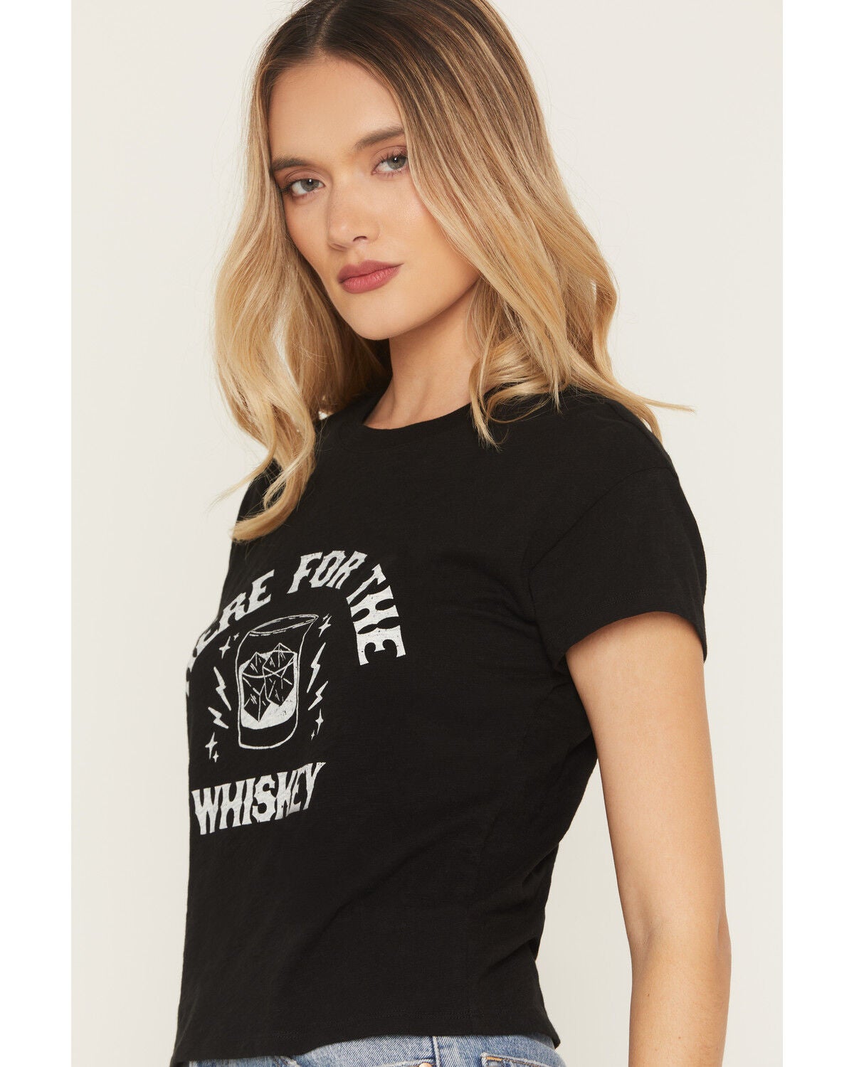 Image #2 - White Crow Women's Here For The Whiskey Short Sleeve Graphic T-Shirt, Black, hi-res