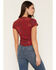 Image #4 - Shyanne Women's Long Live Cowboys Short Sleeve Graphic Tee, Red, hi-res