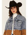 Image #2 - Ashley Women's Color Block Quilted Denim Jacket, Brown, hi-res