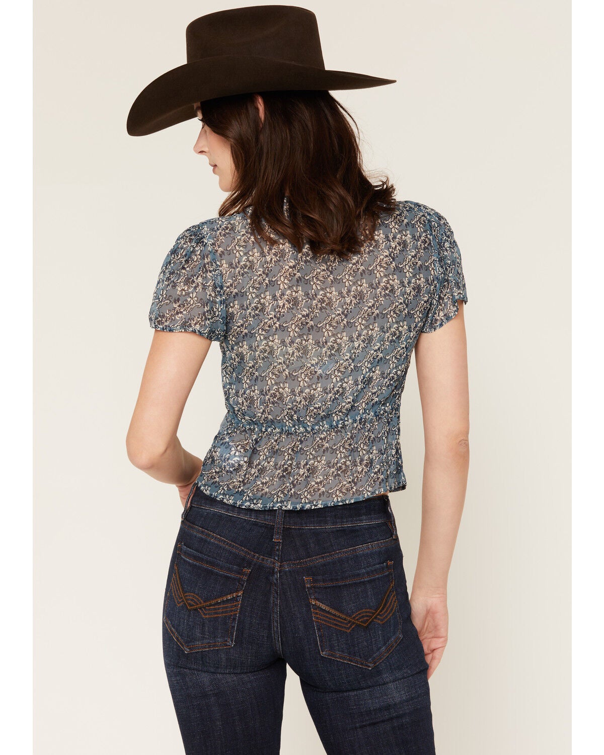 Image #4 - Idyllwind Women's Fern Flutter Sleeve Blouse, Light Blue, hi-res