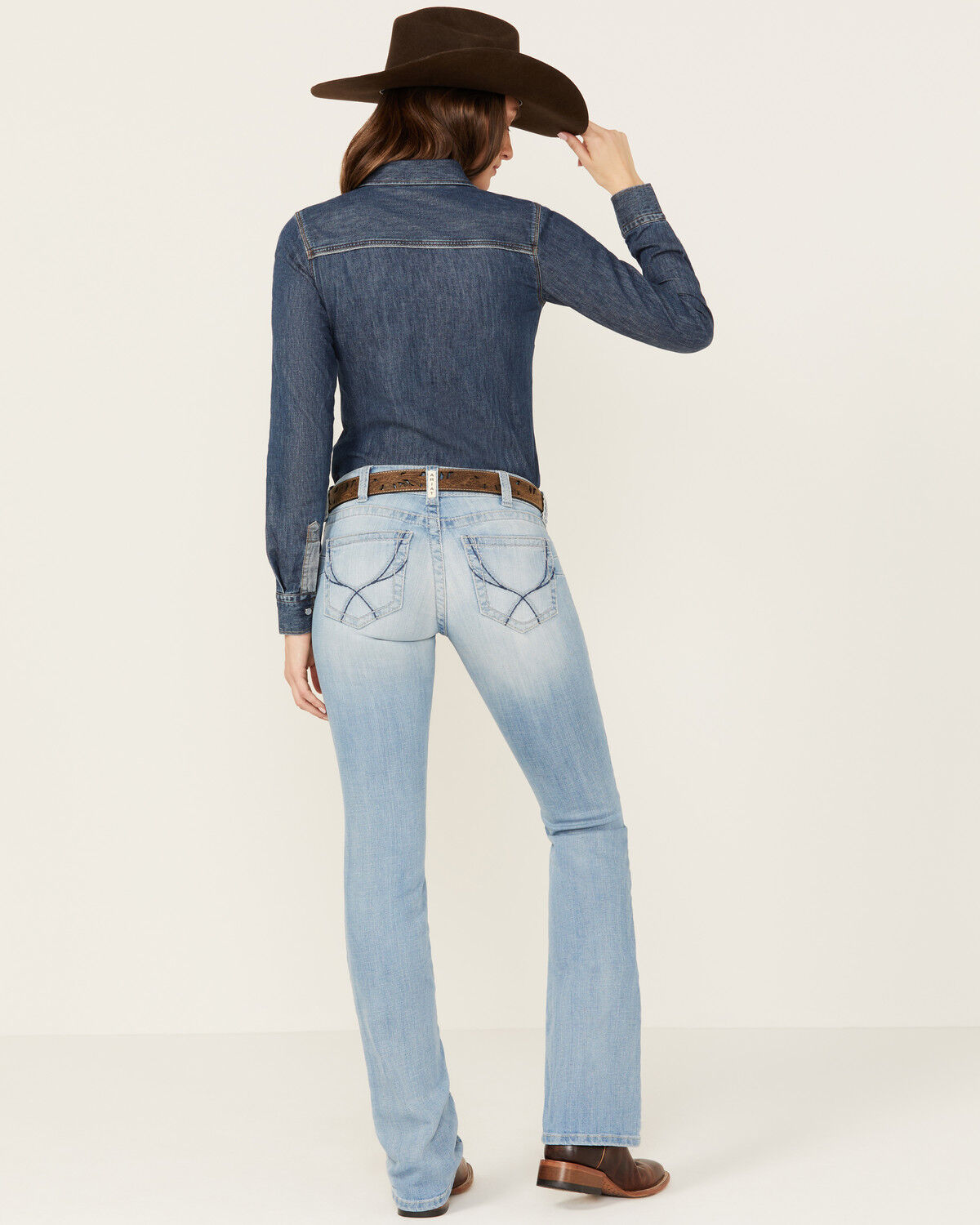 Image #4 - Ariat Women's Nebraska Light Wash Mid Rise Hope Stretch Bootcut Jeans, , hi-res