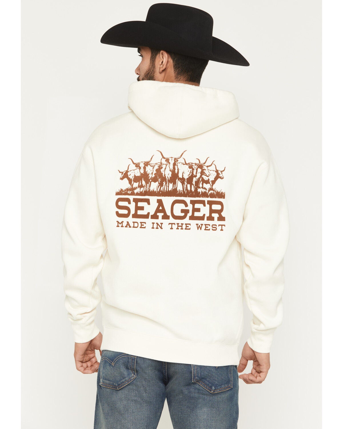 Image #4 - Seager Men's The Herd Graphic Hooded Sweatshirt, Cream, hi-res