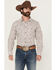 Image #1 - Gibson Trading Co Men's River Bank Floral Print Long Sleeve Snap Western Shirt, White, hi-res
