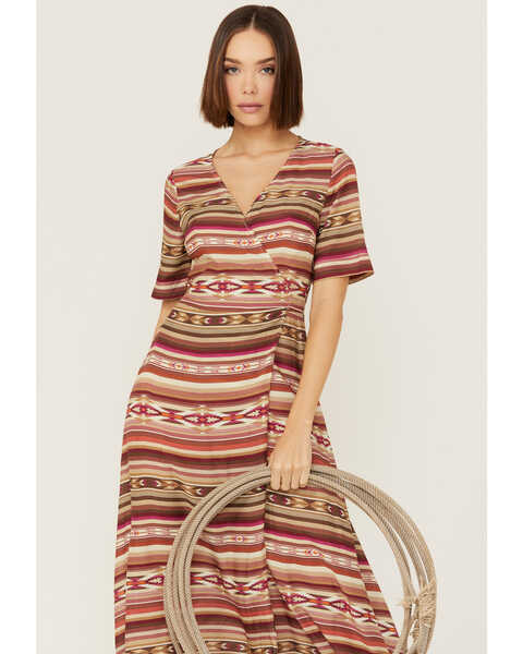 Image #2 - Stetson Women's Southwestern Sunset Serape Print Wrap Dress, Multi, hi-res