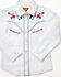 Image #1 - Rodeo Clothing Girls' Rose Horseshoe Embroidered Long Sleeve Pearl Snap Western Shirt, White, hi-res