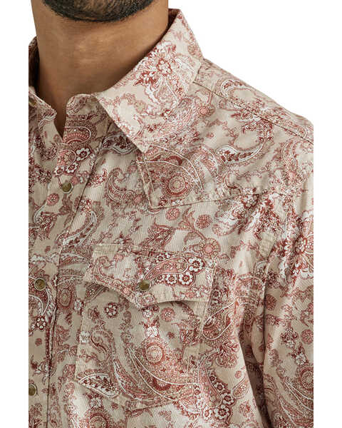 Image #2 - Wrangler Retro Men's Paisley Print Long Sleeve Snap Western Shirt , Brick Red, hi-res