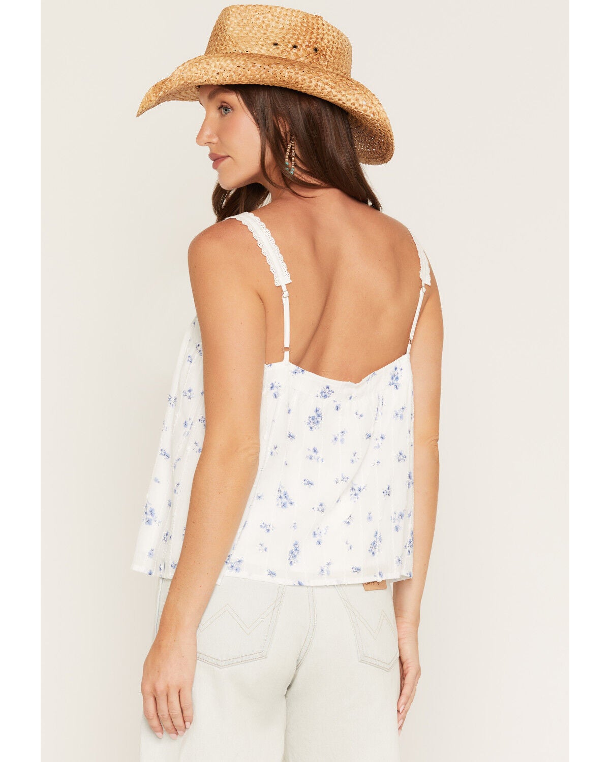 Image #4 - Lovestitch Women's Floral Print Tank Top, White, hi-res