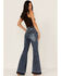 Grace in LA Women's Medium Wash High Rise Southwestern Bird Flare Jeans, , hi-res