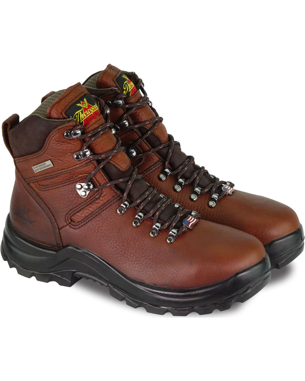 Image #1 - Thorogood Men's 6" Omni USA Waterproof Work Boots - Soft Toe, Brown, hi-res