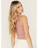 Image #2 - Cleo + Wolf Women's Floral Print Ribbed Sleeveless Cropped Tank Top, Rose, hi-res