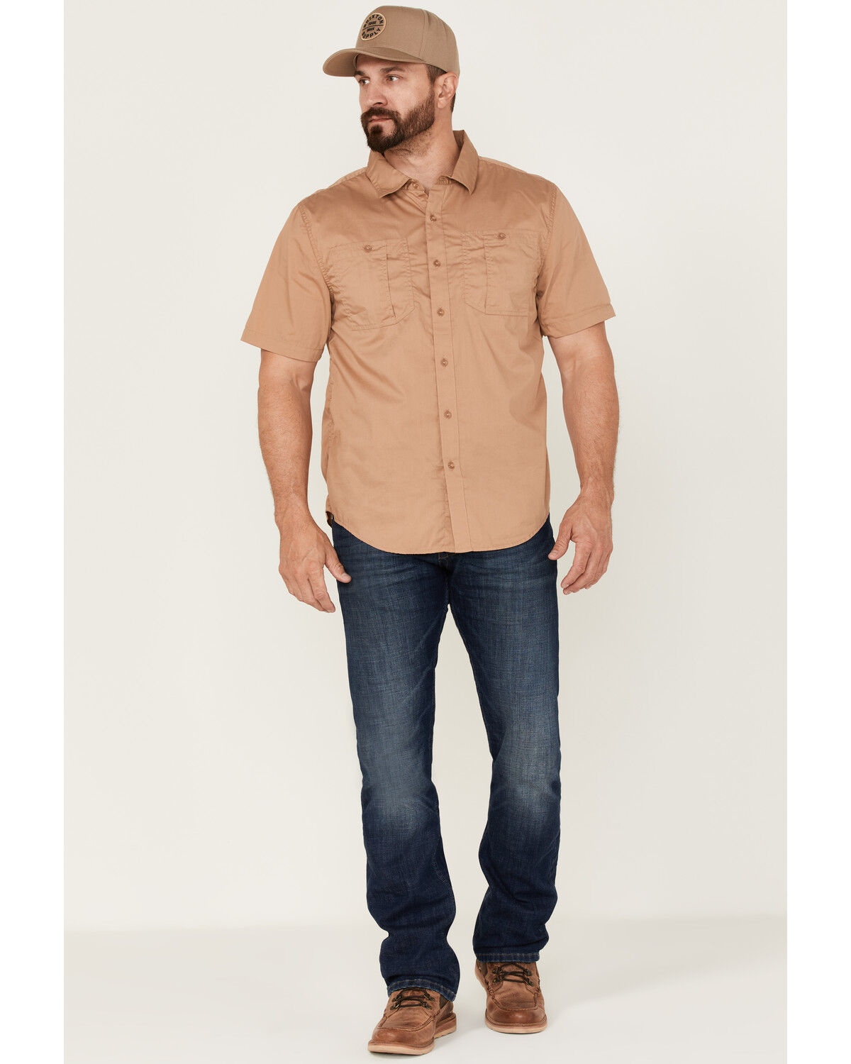 Image #2 - Brixton Men's Mojave Charter Solid Utility Button Down Western Shirt, Tan, hi-res