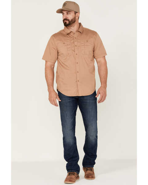 Image #2 - Brixton Men's Mojave Charter Solid Utility Button Down Western Shirt , Tan, hi-res