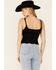 Image #4 - HYFVE Women's Pointelle Sweater-Knit Crop Cami , Black, hi-res