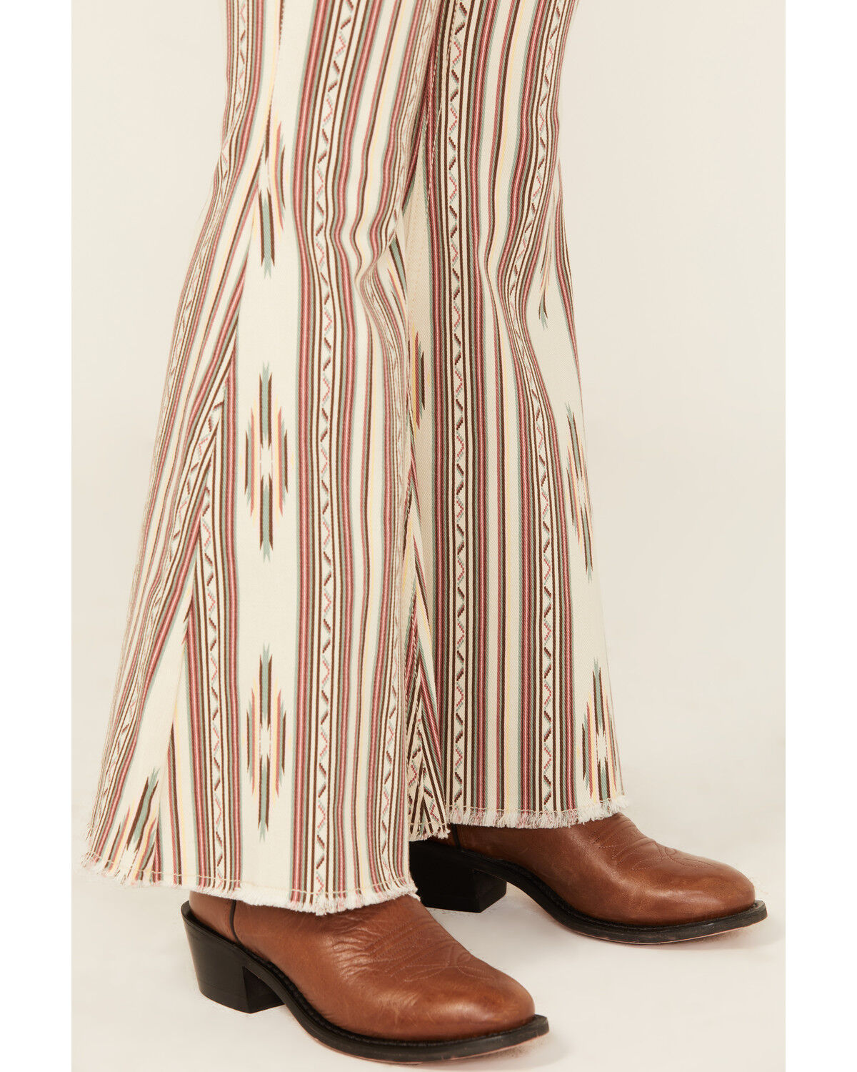 Image #2 - Rock & Roll Denim Girls' Southwestern Striped Flare Stretch Denim Jeans, Cream, hi-res