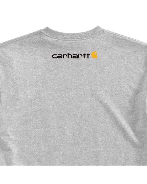 Image #4 - Carhartt Men's Signature Logo Graphic Short Sleeve Work T-Shirt , Hthr Grey, hi-res