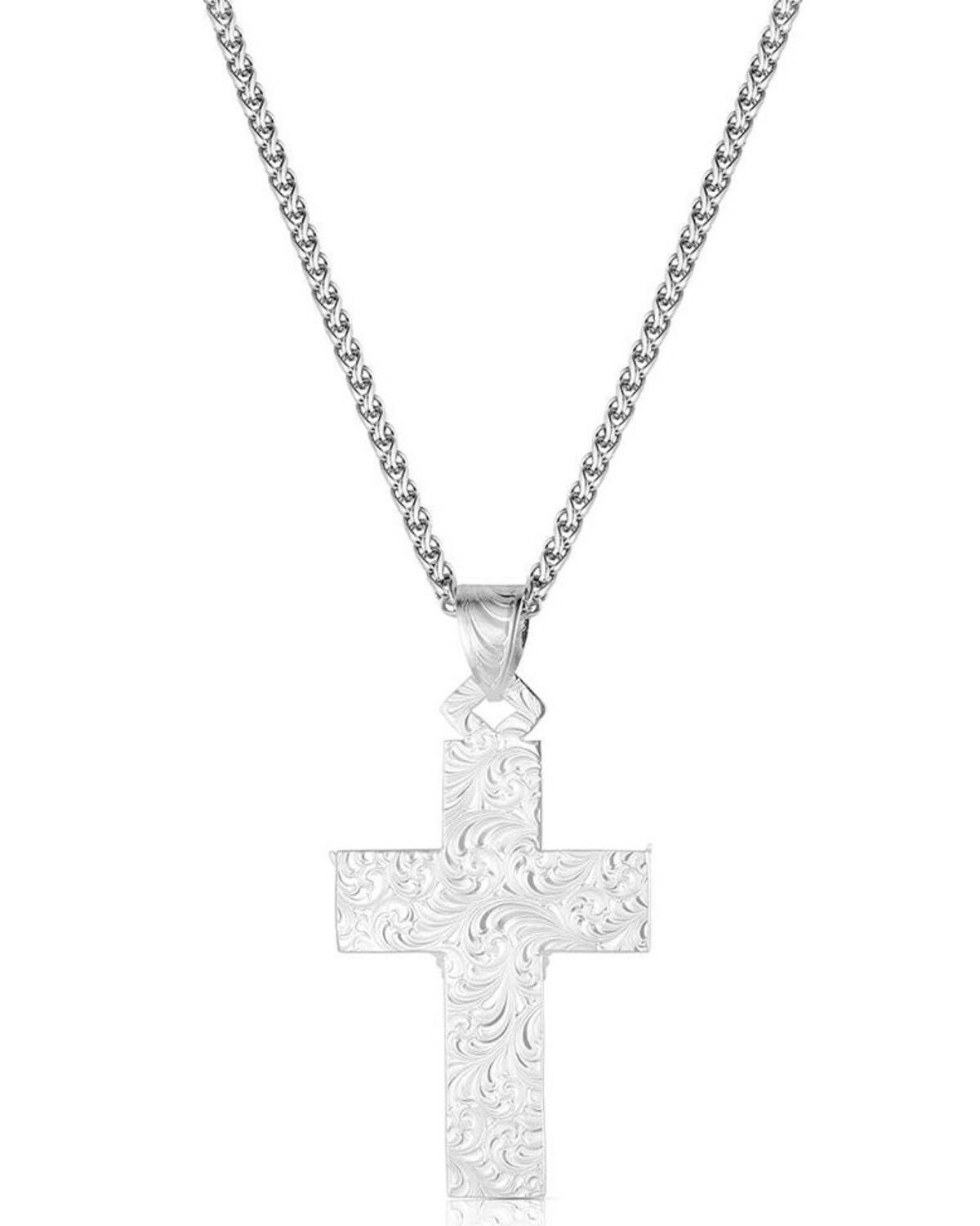 Image #2 - Montana Silversmiths Men's  Under Open Skies American Made Cross Necklace, Silver, hi-res