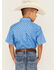 Roper Boys' Amarillo Geo Print Short Sleeve Western Button Down Shirt, Blue, hi-res