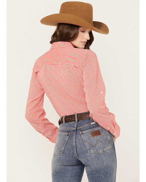 Image #4 - Ariat Women's VentTEK Checkered Print Long Sleeve Button Down Stretch Western Shirt, Red, hi-res