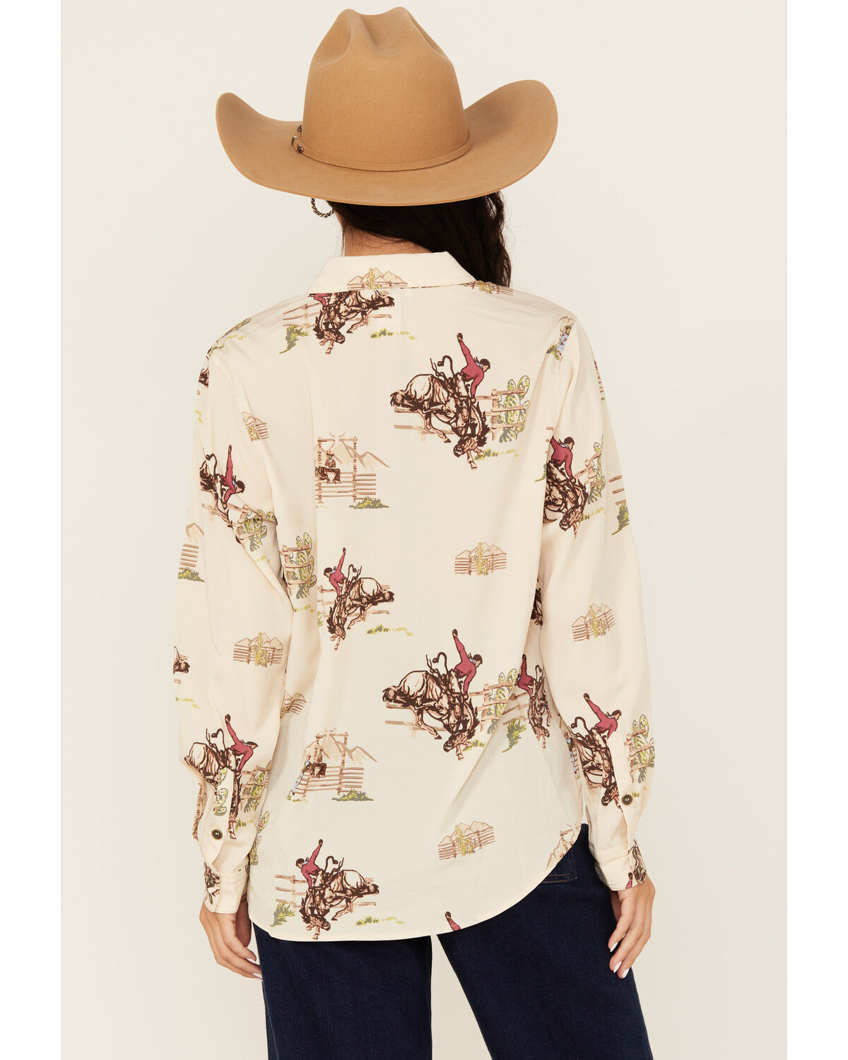 Image #4 - Ariat Women's Homestyle Conversational Print Long Sleeve Button-Down Western Shirt, Sand, hi-res