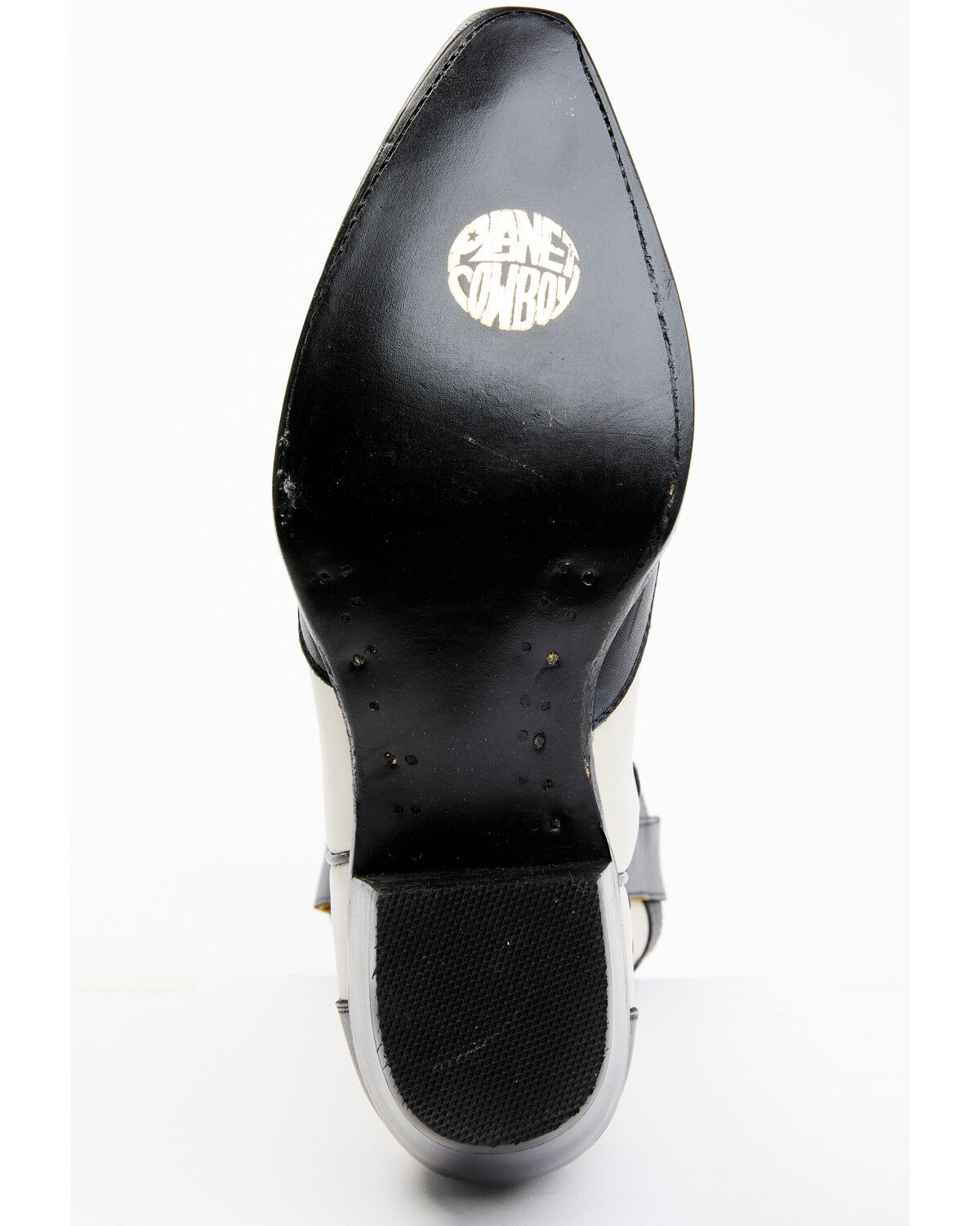 Image #7 - Planet Cowboy Women's Wingtip Leather Western Boot - Snip Toe, Cream/black, hi-res