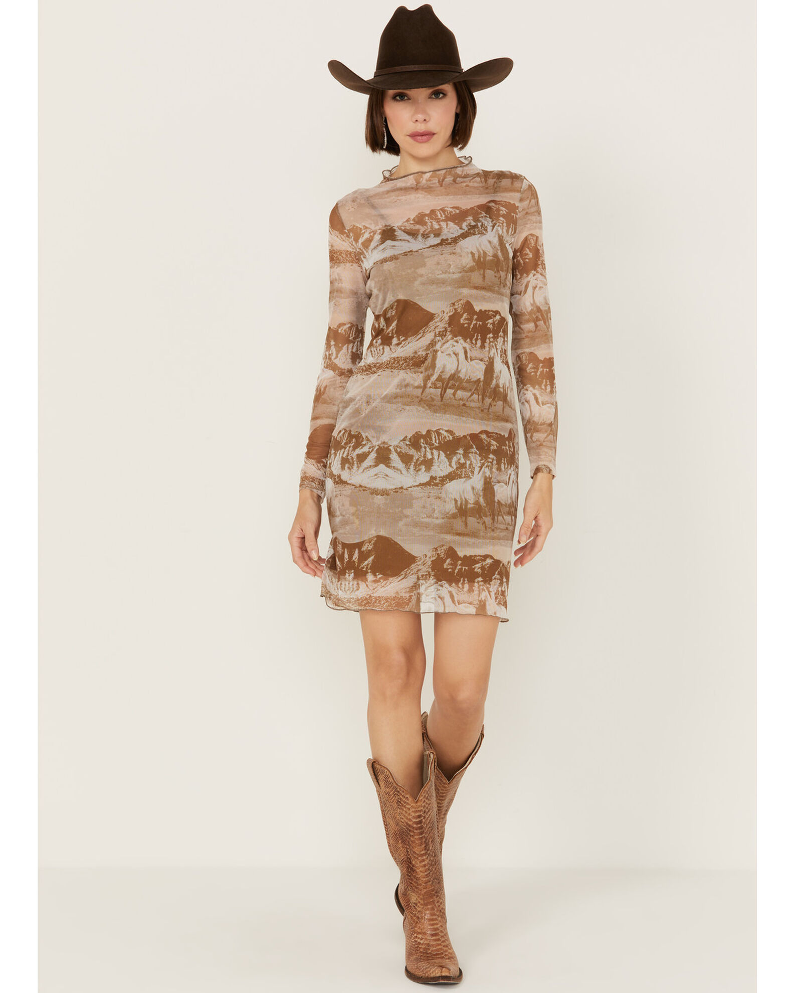 Western print dress cheap