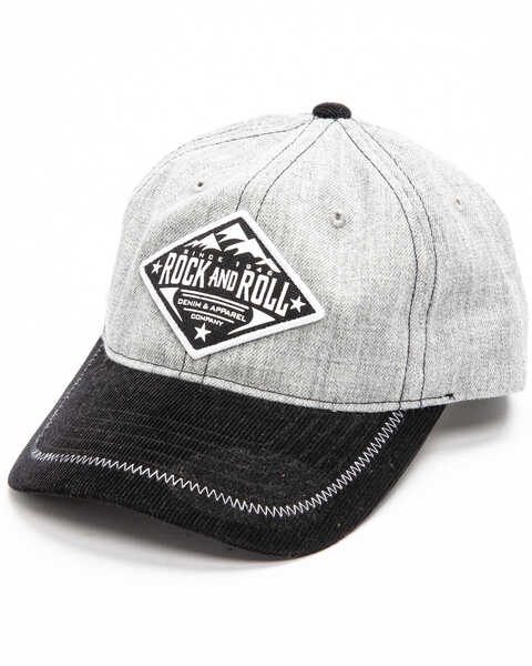 Image #1 - Rock & Roll Cowboy Men's Mountain Logo Patch Cap , Grey, hi-res