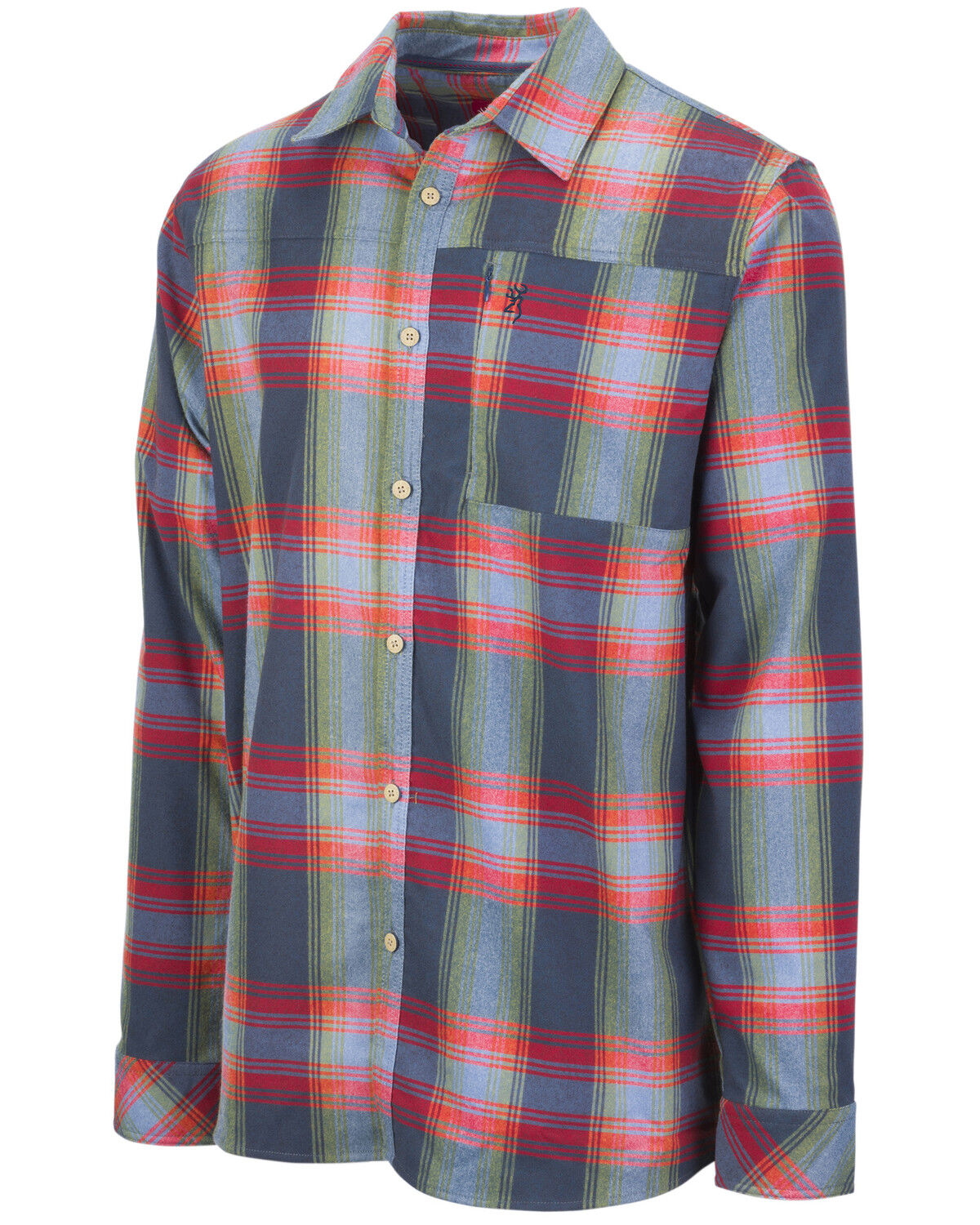 Image #1 - Browning Men's Moisture Wicking Long Sleeve Button Down Flannel Shirt, Blue, hi-res