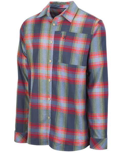 Browning Men's Moisture Wicking Long Sleeve Button Down Flannel Shirt , Blue, hi-res