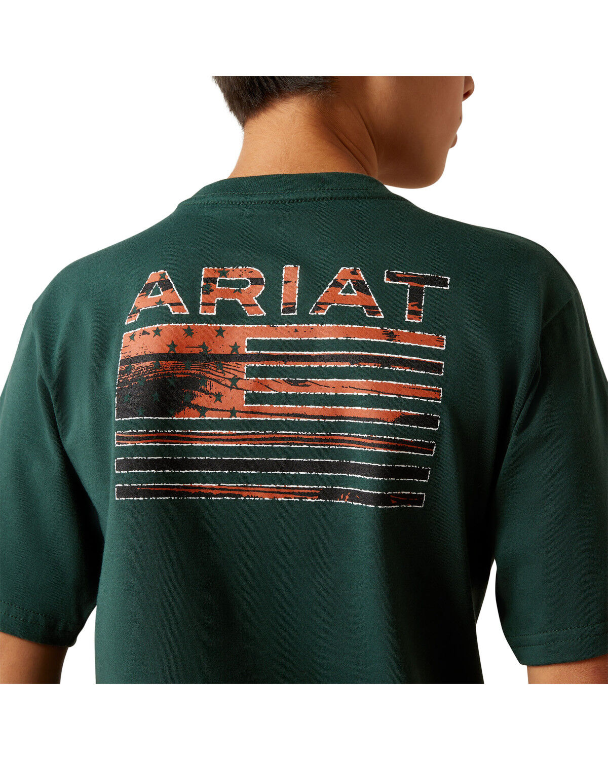 Image #2 - Ariat Boys' Flag Logo Short Sleeve Graphic T-Shirt, Green, hi-res