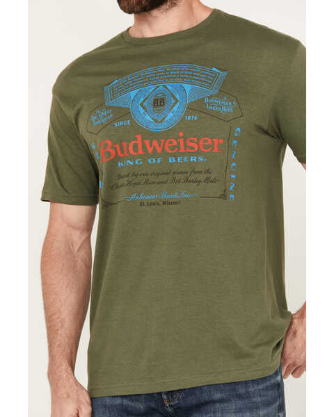 Image #3 - Brew City Beer Gear Men's Budweiser Logo Short Sleeve Graphic T-Shirt, Green, hi-res