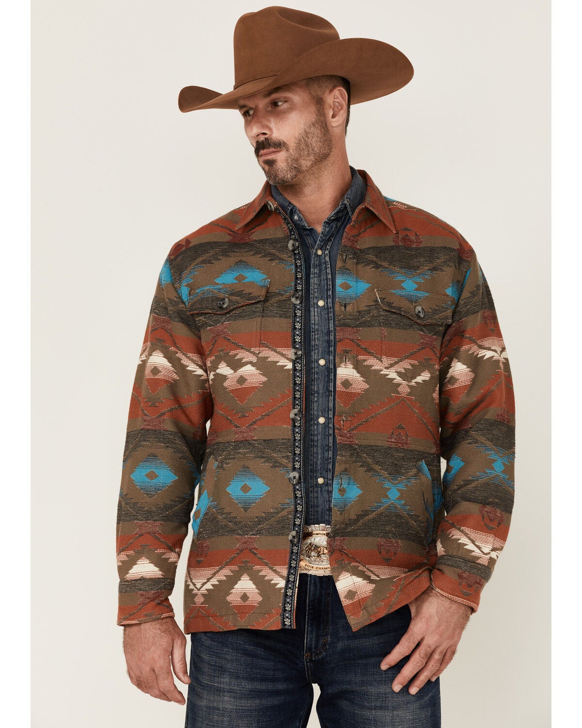 Scully Men's Southwestern Print Button 