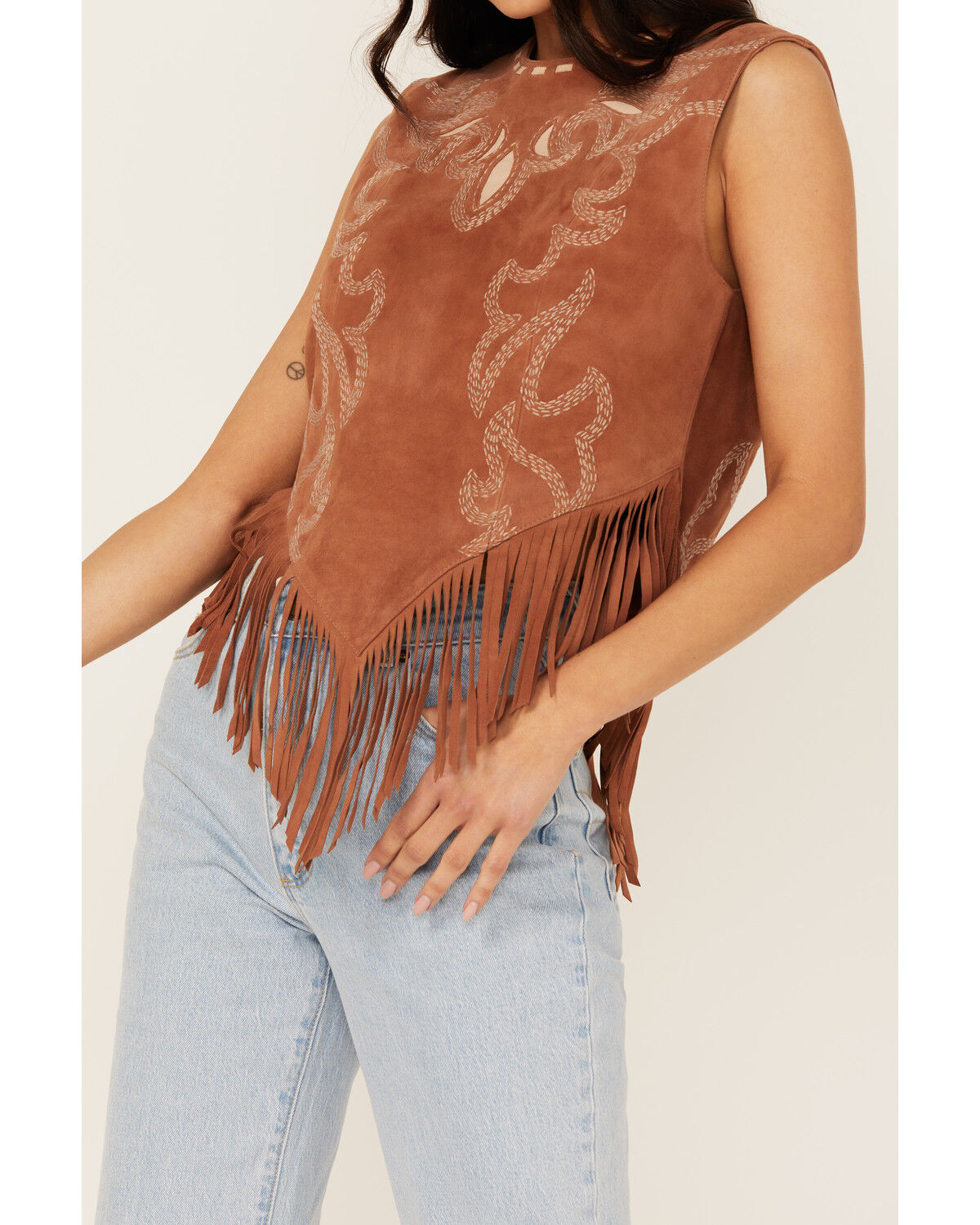 Image #3 - Double D Ranch Women's Rope & Ride Fringe Top, Copper, hi-res