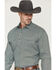 Image #2 - Stetson Men's Geo Print Long Sleeve Snap Western Shirt, Green, hi-res