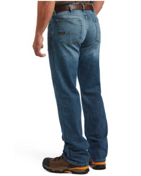 Image #2 - Ariat Men's Rebar M5 Edgewood Medium Wash Durastretch Basic Straight Leg Work Jeans , Blue, hi-res