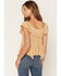 Image #4 - Wild Moss Women's Floral Print Hanky Hem Short Sleeve Top, Mustard, hi-res