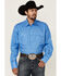 Image #1 - Roper Men's Cottage Foulard Geo Print Long Sleece Snap Western Shirt , Blue, hi-res