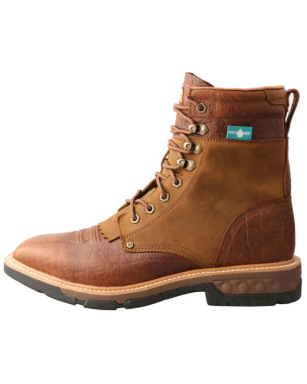Image #3 - Twisted X Men's Cellstretch 8" Lacer Waterproof Leather Work Boots - Broad Square Toe, Brown, hi-res