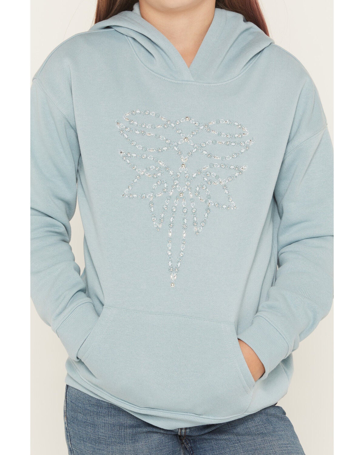 Image #3 - Shyanne Girls' Embellished Bootstitch Hoodie, Blue, hi-res