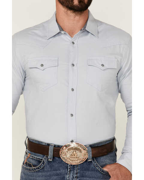 Cody James Men's Reinvent Heather Solid Long Sleeve Snap Western Shirt , Light Blue, hi-res