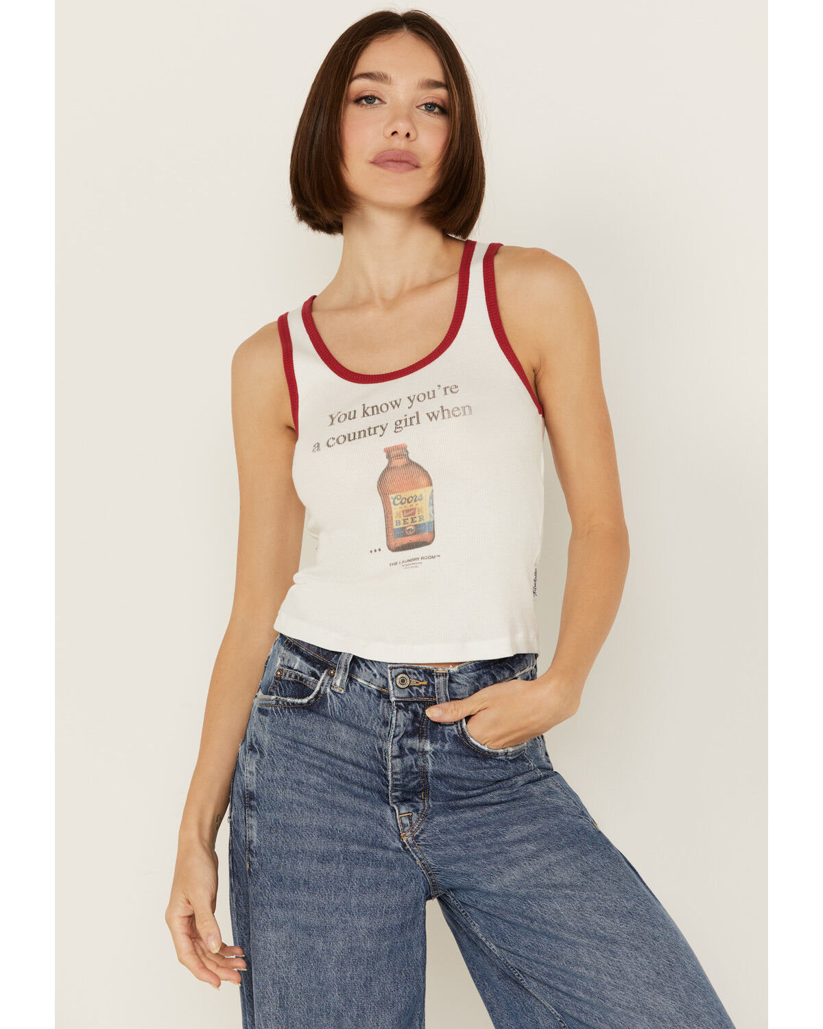 Image #1 - The Laundry Room Women's Country Girl Cropped Graphic Tank, White, hi-res