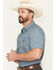 Image #2 - RANK 45® Men's River Rangers Southwestern Print Short Sleeve Snap Western Shirt, Navy, hi-res