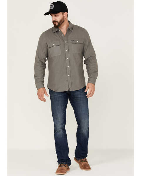 Image #2 - Brixton Men's Bowery Chamois Solid Long Sleeve Button-Down Western Shirt , Grey, hi-res