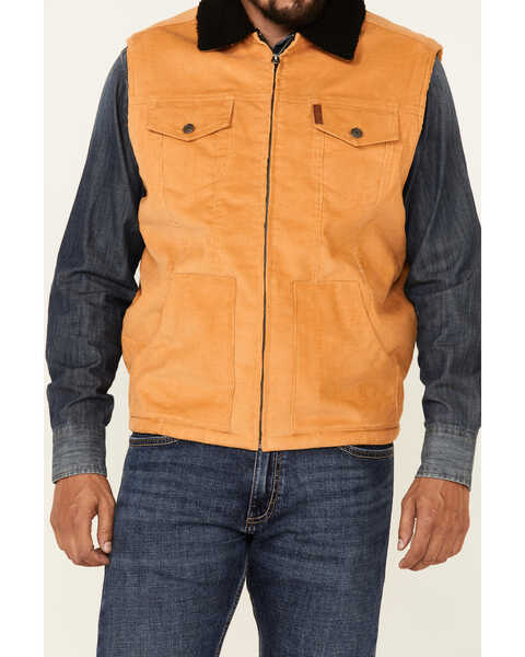 Image #3 - Cinch Men's Gold Sherpa-Lined Corduroy Zip-Front Vest , Brown, hi-res