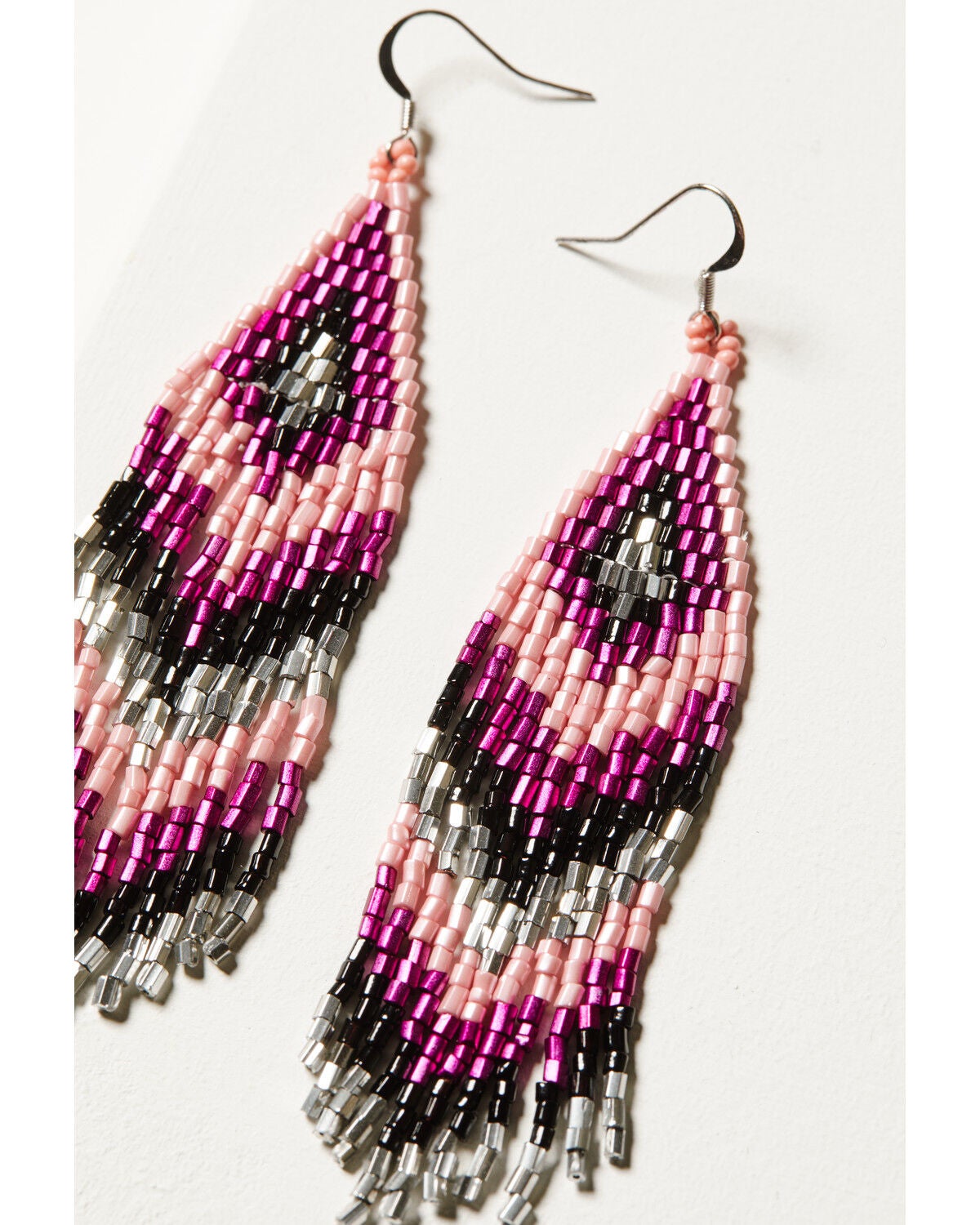 Image #2 - Idyllwind Women's Beaded Pink & Black Pavilion Earrings, Fuchsia, hi-res